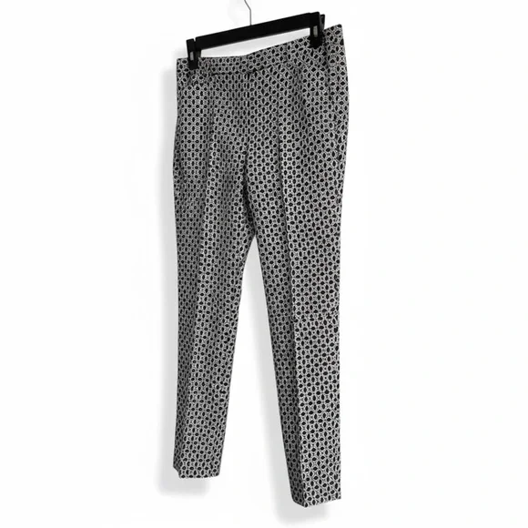 NWT Talbots Hampshire Ankle Pants Navy White Circle Geo Print Cotton Stretch 10 - Picture 5 of 9